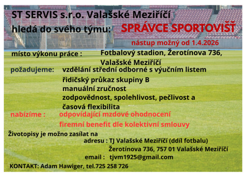SPRÁVCE SPORTOVIŠŤ - FOTBALOVÝ STADION